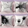 Black White Flower Cushion Cover Soft Plush Throw Pillow Cushion CoverDoubleSided Printed Pillow Case for Sofa Home Decor