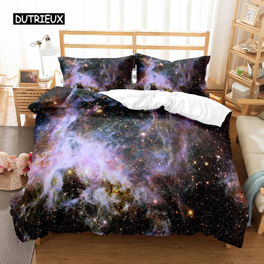 Hubble Image King Queen Duvet Cover Vast Starry Sky Bedding Set Bright Universe Landscape Quilt Cover Polyester Comforter Cover