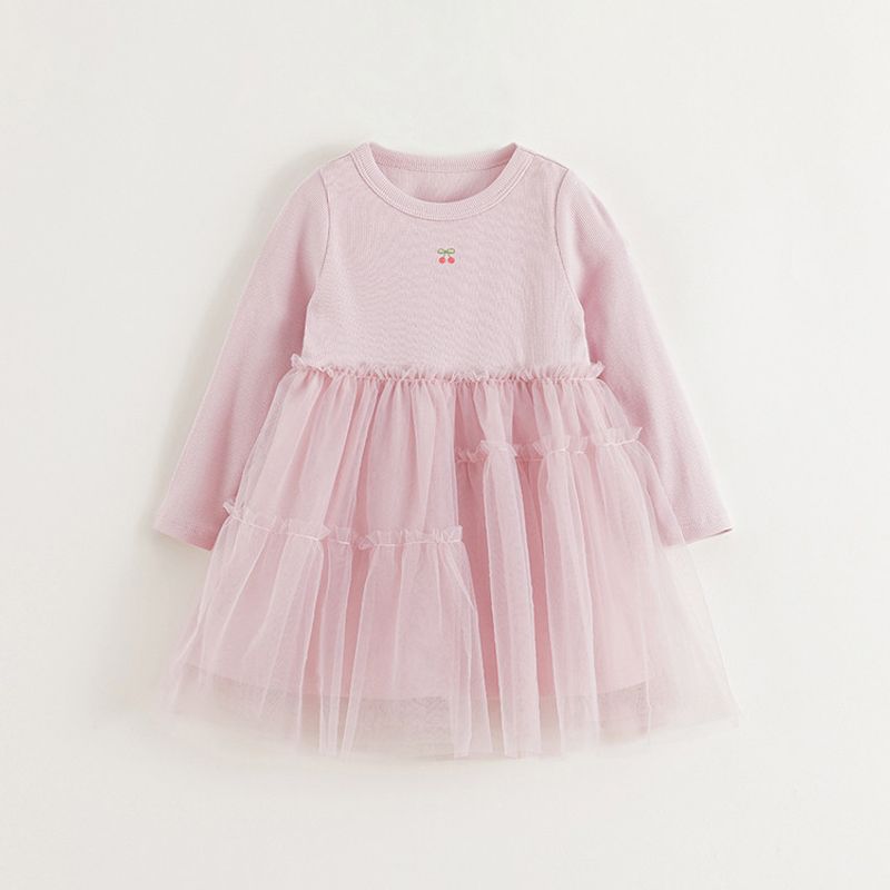 Mark Jenny Girls Sweet Mesh Patchwork Dress Baby Dress 2026 Spring New Style 250238 Pink - in Stock 80