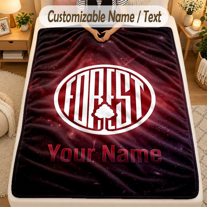 Flannel BlanketNottingham Forest FC Custom Name Text Personalized Soft Warm Throw Blanket Home Decor Gift