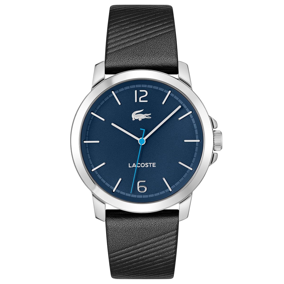 

LACOSTE OTTAWA 2011275 Кварцевые 3-стрелочные, Синий циферблат, Черная кожа, Водонепроницаемость 5 бар
