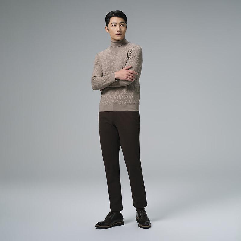 Lilanz Men's Slim Fit Jacquard Turtleneck Wool Sweater