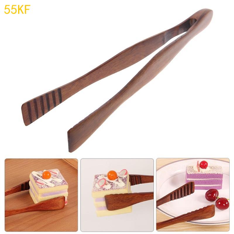 55KF Natural Wooden Tongs Bacon Steak Pastry Clamp Bread Clip Kitchen Tool