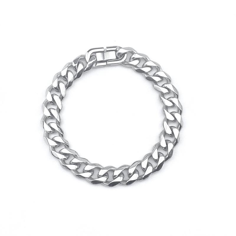 

Unisex Polished Six-Sided Stainless Steel Hiphop Bracelet 6mm width, 21cm length