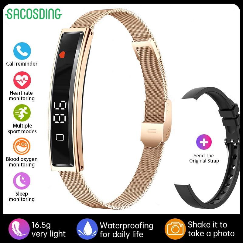 SACOSDING Smart Bracelet Fitness Tracker 24H Sleep Tracker All-Day Continuous Heart Rate Monitor Step Counting Sport Smart Watch Band