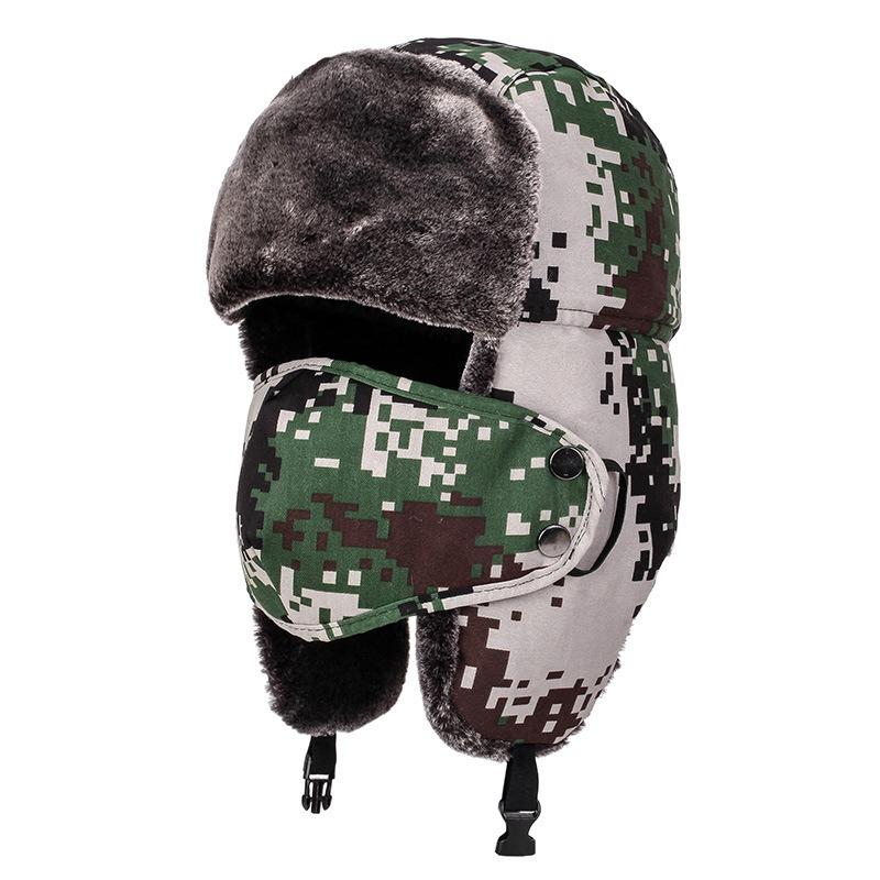 Camouflage thickened winter outdoor ear protection warm hat men's and women's cycling windproof and cold-proof cotton hat