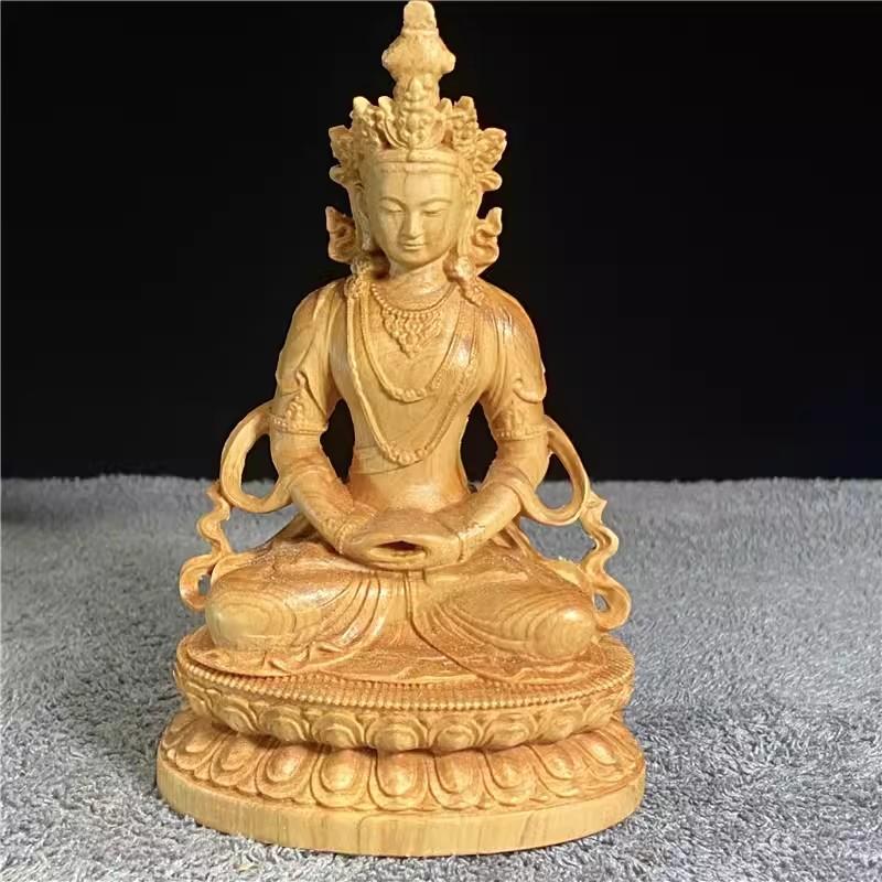 

Ручная работа Буддийский Boxwod Зеленый/Белый Тара Будда Резьба Сбор Богатства Ручные части Талисман Украшения Ремесла240825