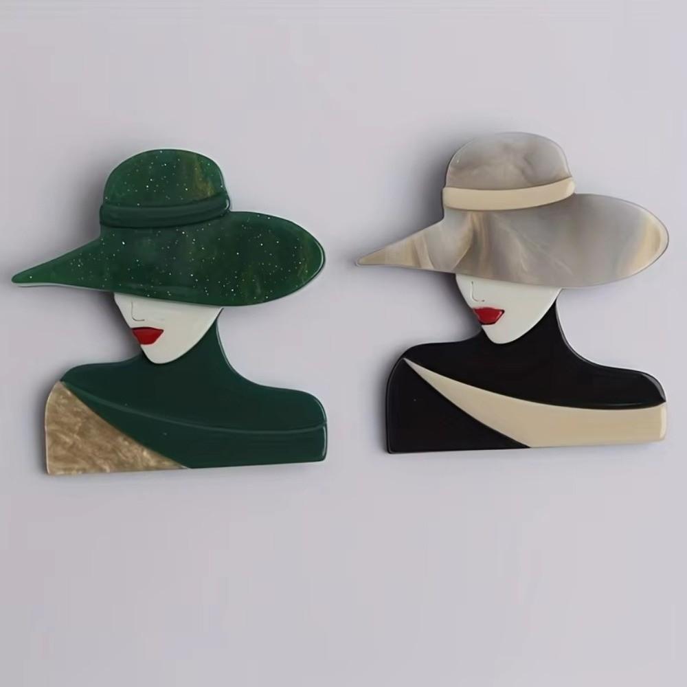 Acrylic Animal Brooches Cartoon Coat Badge Elegant Women Portrait Pin