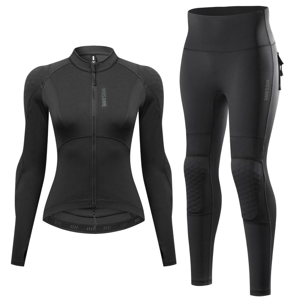 WOSAWE Women's Motorcycle Clothing Slim High Elastic Motorcycle Shirt Pants Full Body Soft Armor Protection Suit