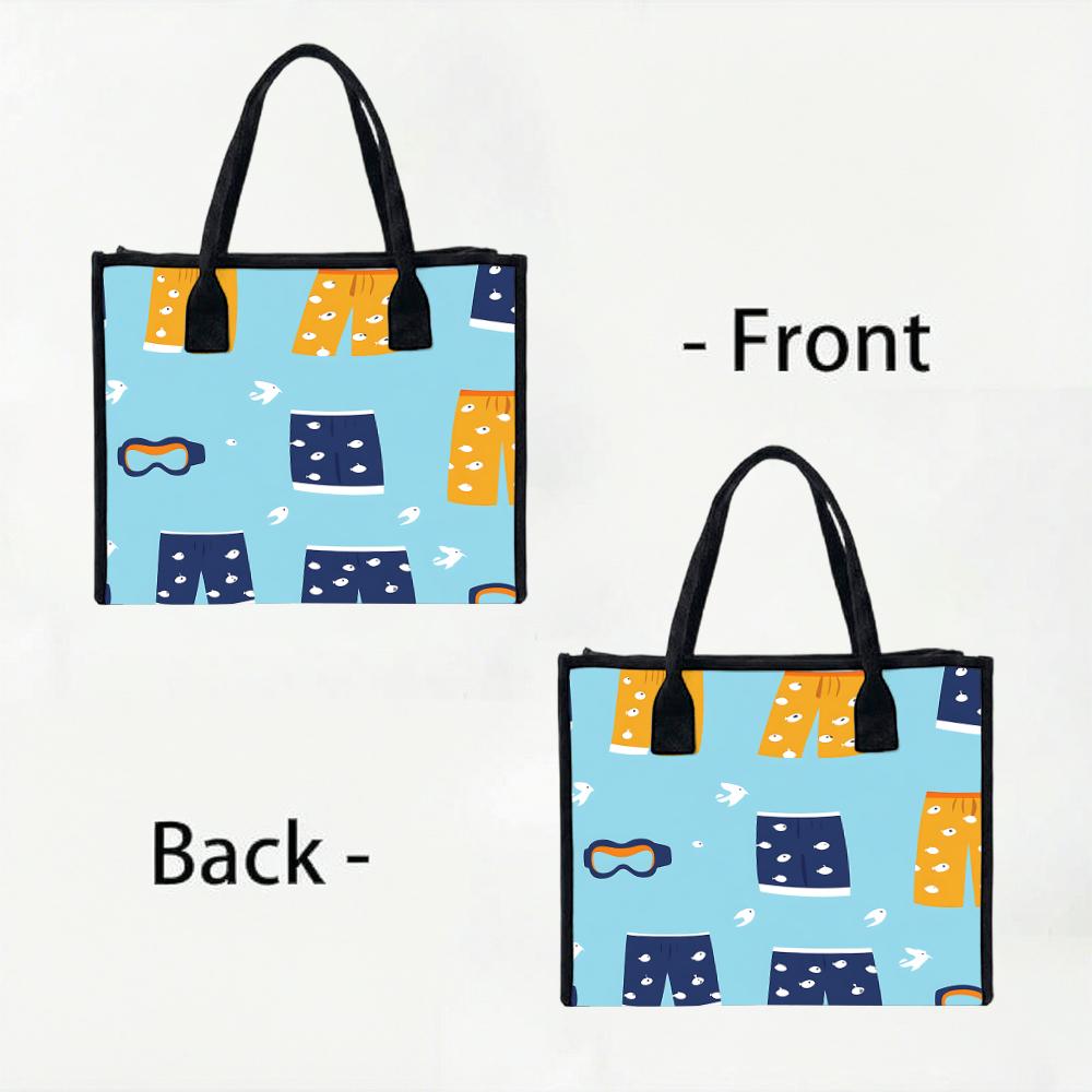 Cute Beach Print Tote Bag Casual Large Capacity Daily Shopping Shoulder Handbag for Women