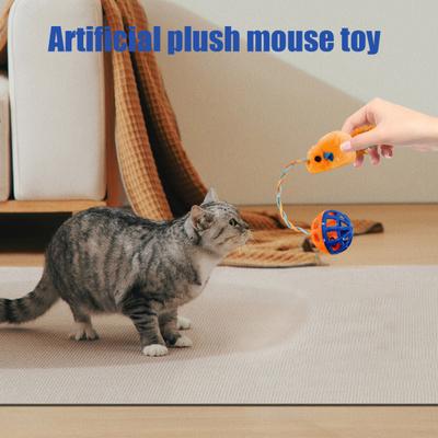 Interactief Kat Muis Speelgoed met Belletjes Simulatie Pluche Muis Kat Kauwspeelgoed Pluizige Kat Muizen Bel Speelgoed voor Binnenkatten