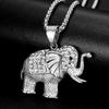 Zirconium African Elephant Pendant Men's Stainless Steel Necklace Hip Hop Rap Jewelry