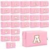 Initial Letter Patch Makeup Bag, Preppy Portable Chenille Letter Cosmetic Bag With Zipper, PU Leather Waterproof Travel Toiletry