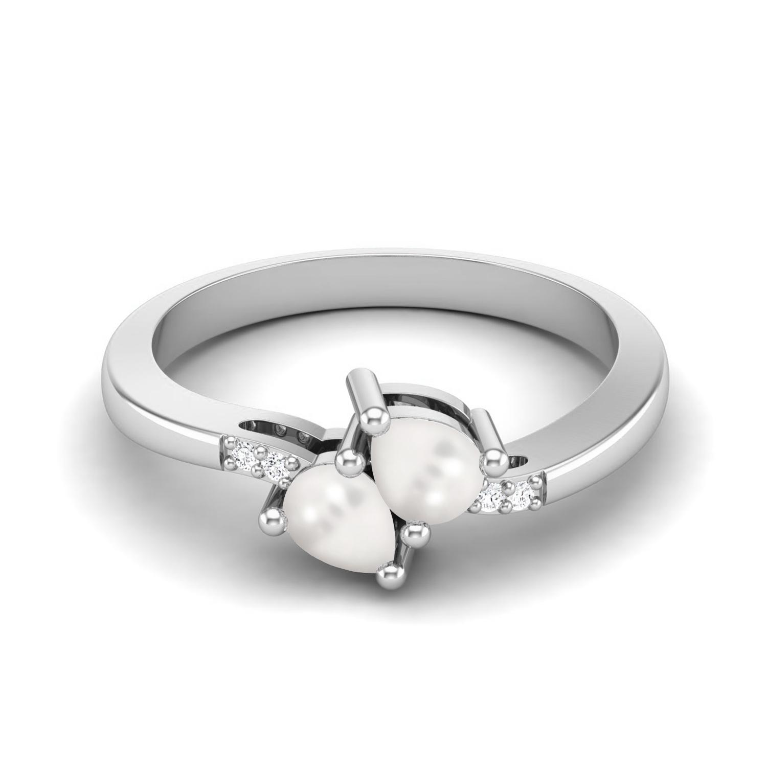 4X3mm Pear Pearl June Birthstone 925 Sterling Silver Two Stone Women Engagement Ring 6 белый