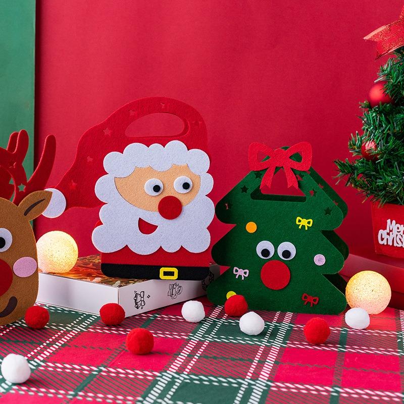 1-10PCS Felt Christmas Candy Bag Creative Holiday Gift Tote Handheld Apple Bag for Kids Party Favor Decoration for Children