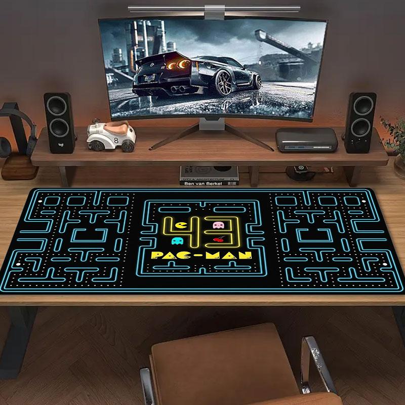 Pac-Man Large Size Mouse Pad Large Gaming Table Cushion Non-slip Laptop Tablet Big Mousepad XXL Mat Mini PC Playmat With Lock Edge