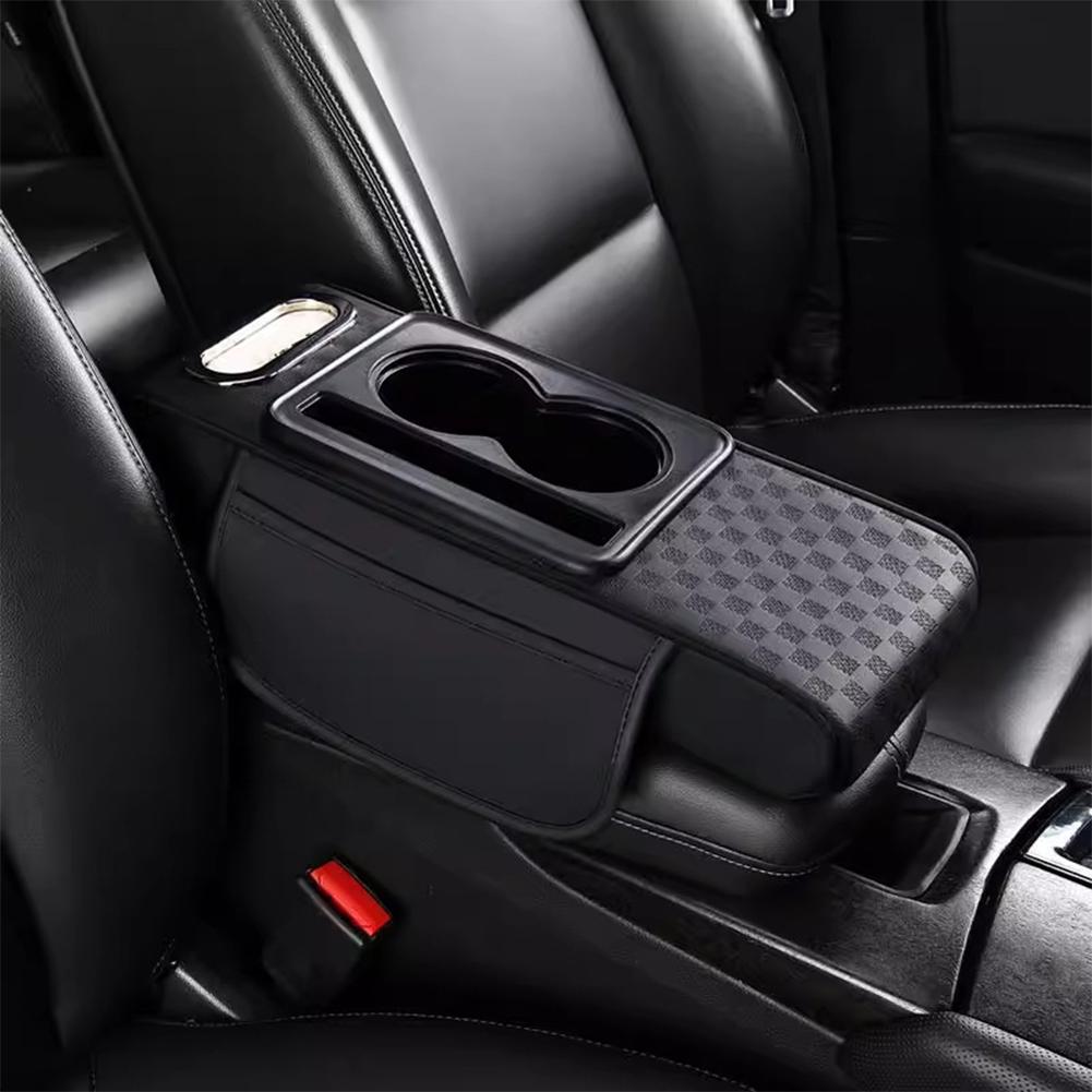 Car Center Console Height Increasing Armrest Cushion Pu Multifunctional Holder Pad Leather Cup Tissue With Armrest Box Univ S9e4