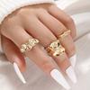 Fashionable Irregular Patterned Rings 3 Pieces Mix and Portable Set Accessory for Trendy Women Styles Daily Use