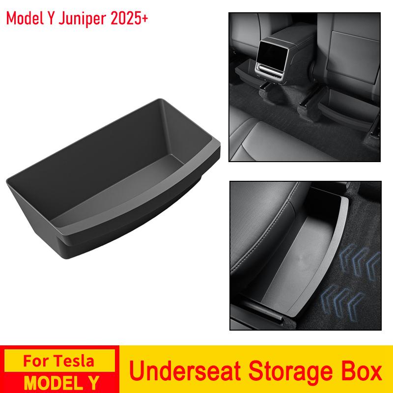 Para Tesla Nuevo Modelo Y 2025 Lanzamiento Juniper Caja de Almacenamiento Debajo del Asiento Estuche Organizador de Asiento de Coche Bandeja Cajón Debajo del Asiento del Vehículo Accesorio