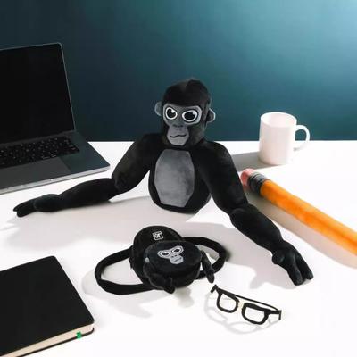 Gorilla Tag Plüschtier, weiche ausgestopfte Orang-Utan-Puppe mit Bleistift-Rucksack