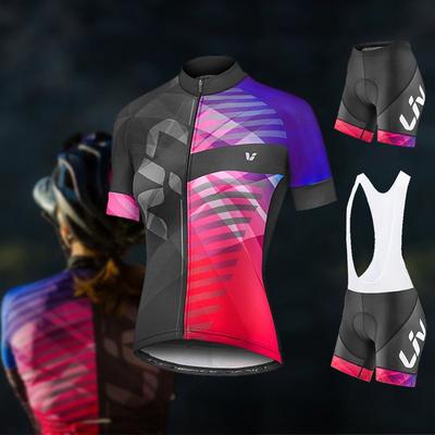 Womens Short Sleeve Cycling Jersey Set Breathable Mountain Bike Apparel Outdoor Ride