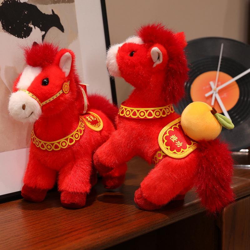 Red Lucky Horse Plush Toy New Year Mascot Horse Plush Toys Chinatown Boutique Horse Year Decor Festival Gift