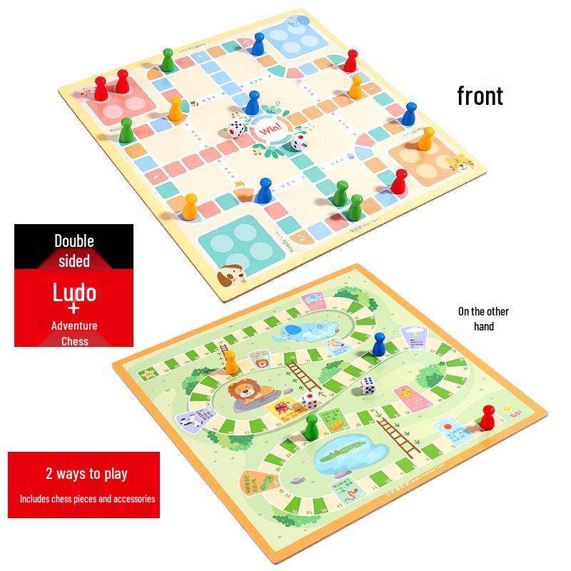 Children s Wooden Multifunctional Game Board: Ludo, Five-in-a-Row, Chinese Chess, Checkers, Interactive Parent-Child Toy.