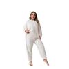 Women's Plush Crew Neck Casual Long Sleeve Top and Pants Set