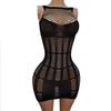 Sexy Temptation Hollow Stripe Short Skirt See-Through Nightclub Atmosphere Butt-Hugging Uniform Pure Desire Erotic Sleepwear