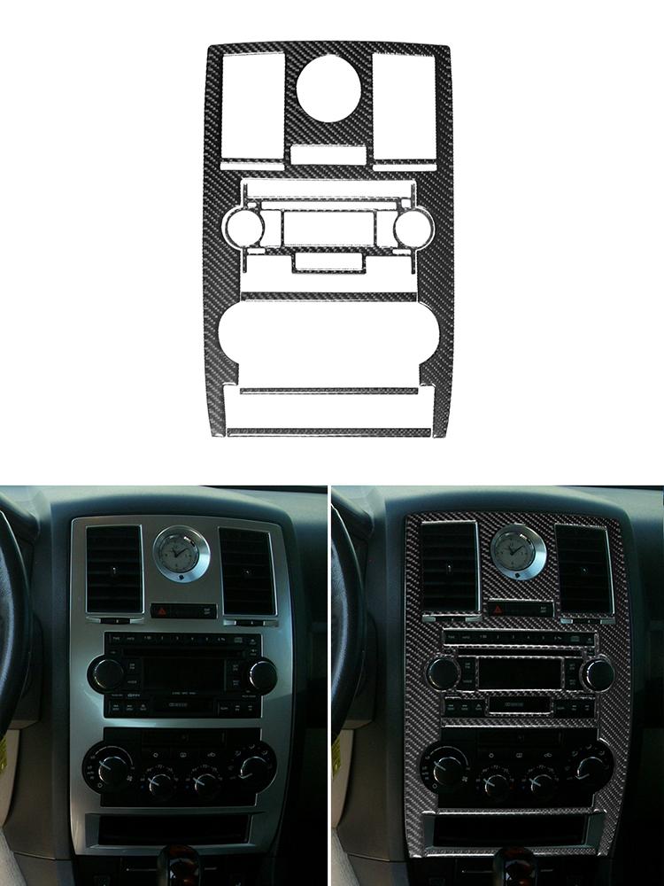 Kohlefaser Innenraum Auto Mittelkonsole CD-Panel Zierleisten Rahmen Abdeckung Aufkleber Für Chrysler 300 2005-2007 Ohne Navigationszubehör