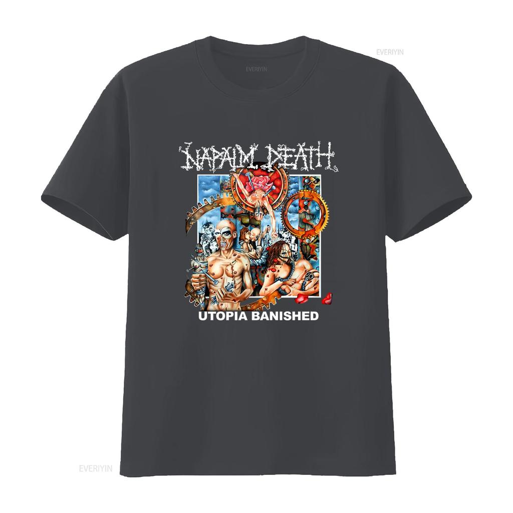 2 Sided Napalm Death Utopia Banished T Shirt Punk Rock Art Print vintage Washed Casual Stylish Top For Everyday Wear fashion