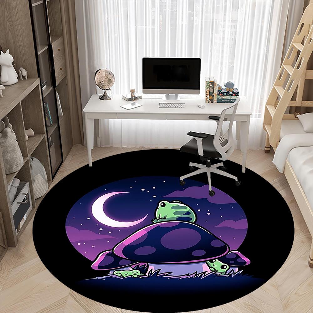 1pc Turtle Moon Office Round Area Rug, Under Office Chairs Bedroom Living Room Home Decor, Room Deco, Available In Various Sizes