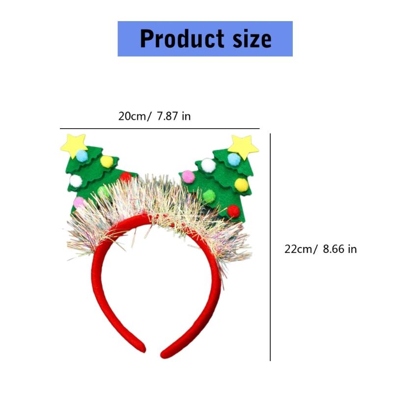 Saisonaler Spaß mit grünem Stoff Weihnachtsbaum Stirnband Einfach zu tragendes Stirnband Ornament für Kinder und Erwachsene Partykostüme