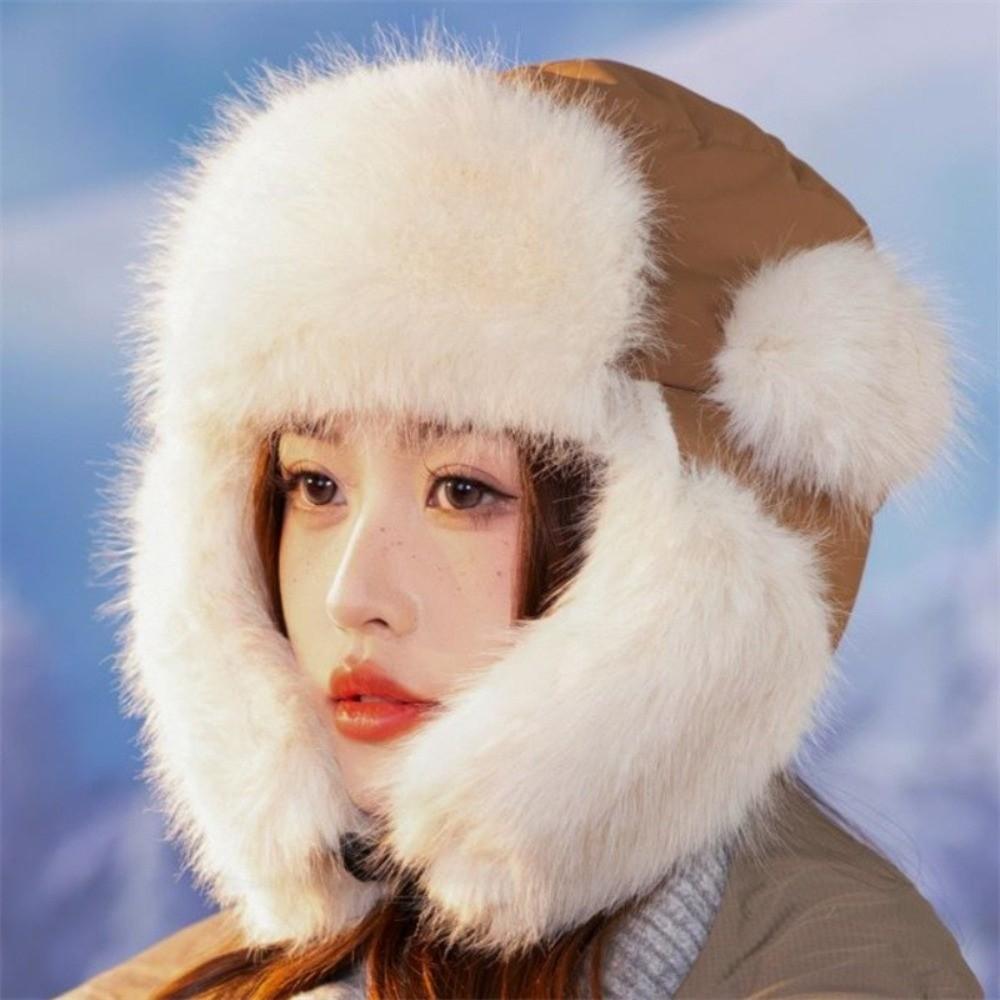 Keep Warm Winter Bomber Hat Fluffy Earflap Bonnet Trendy Lei Feng Cap  for Women