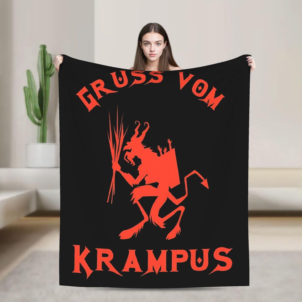 Soft Blanket Travel Office Merry Krampus Horror Bedding Throws  Flannel Bedspread For Couch Chair Street Trend Sofa Bed Cover