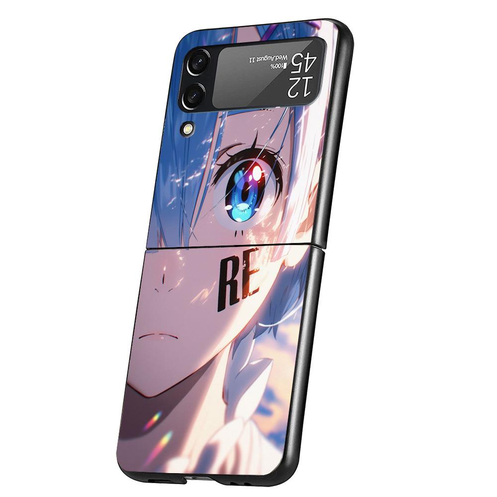 

R-Rem Re Zero Anime Cover Phone Case For Samsung Galaxy Z Flip 7 6 5 4 3 5G Flip7 Flip6 Flip5 Flip4 Flip3 Black Fundas Shell Samsung Z Flip