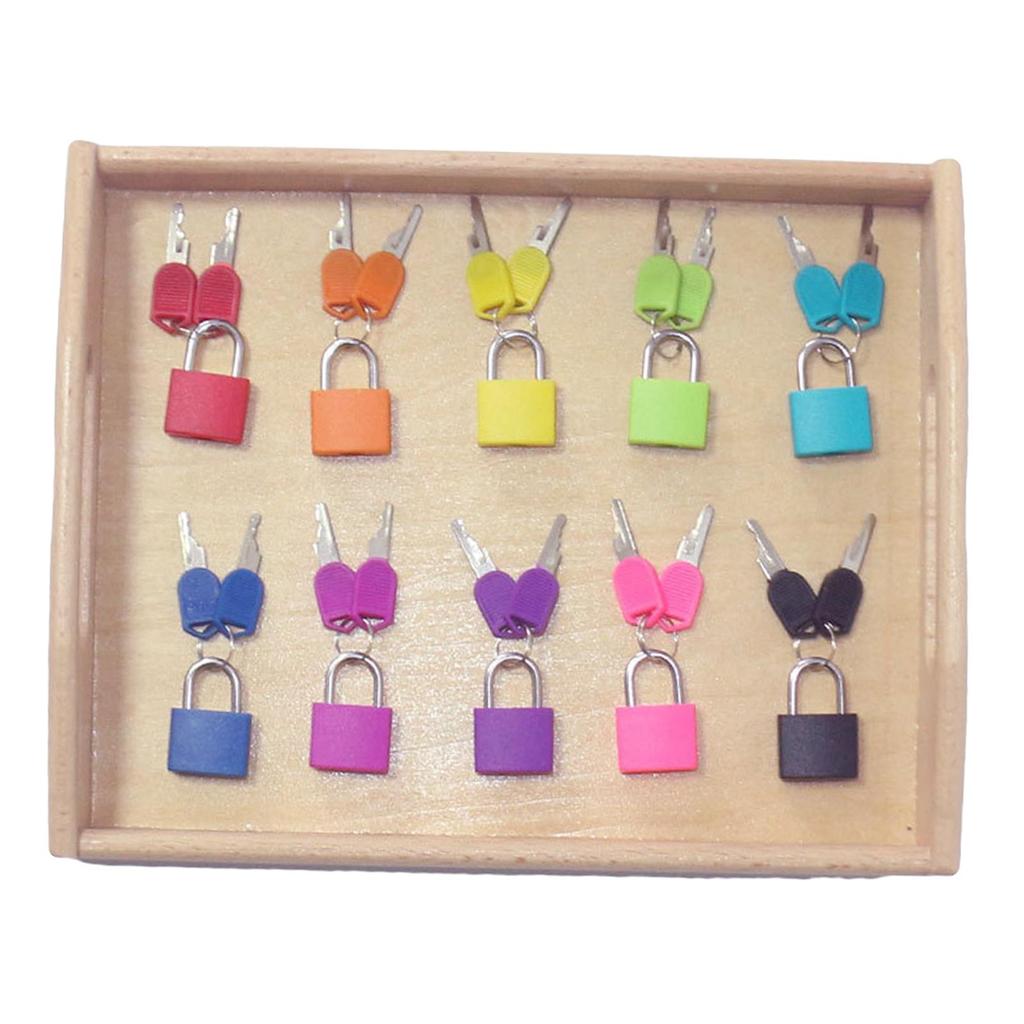 10Pieces Color Montessori Locks Toy Early Learning Toys , 10 and Tray
