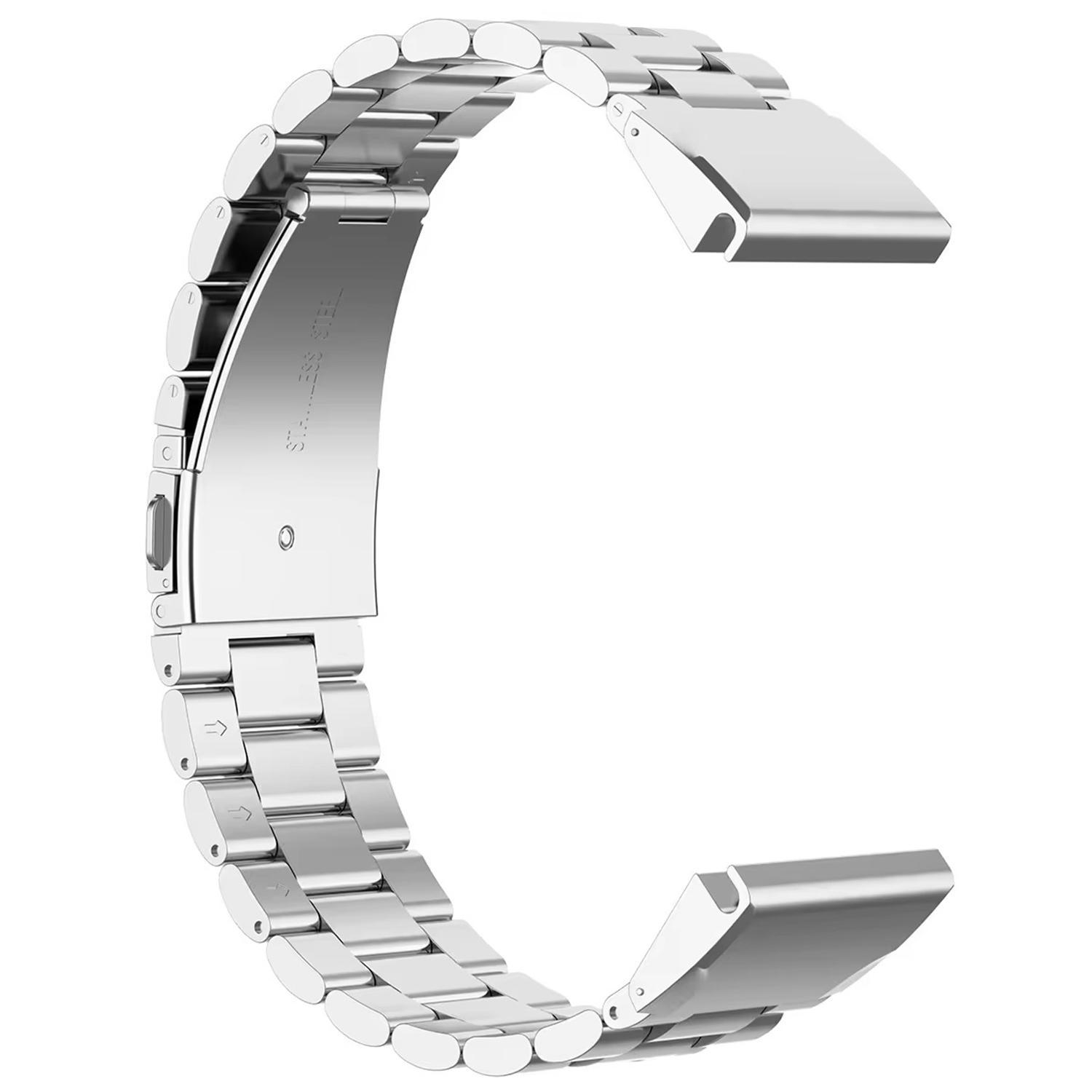 

For Garmin Fenix 7X/7X Pro/6X Quickfit 26mm Stainless Steel Strap 3 Beads Watch Band Silver