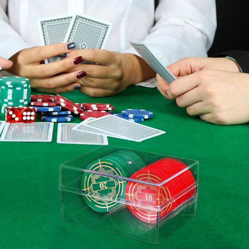 Poker Chips Box Acrylic Fine Chips Transparent Box Casino Gambling Chips Storage Case With Covers Coin Collection Holder Boxes
