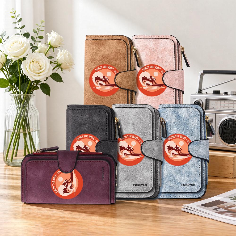 Surf Pattern Long Wallet Fashion Casual PU Card Holder Portable Daily Use Money Purse for Outdoor