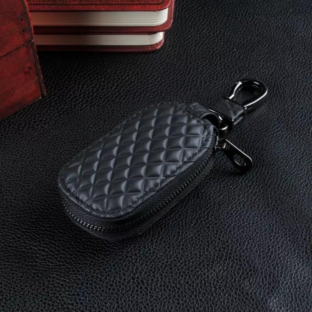 Zipper Key Pouch Leather Keys Organizer Durable Car Key Case