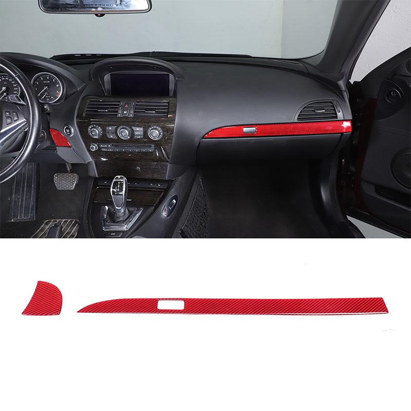 For BMW 6 Series E63 E64 2004-2009 Soft Carbon Fibre Car Center Console Co-pilot Decorative Strips Trim Sticker Accessories
