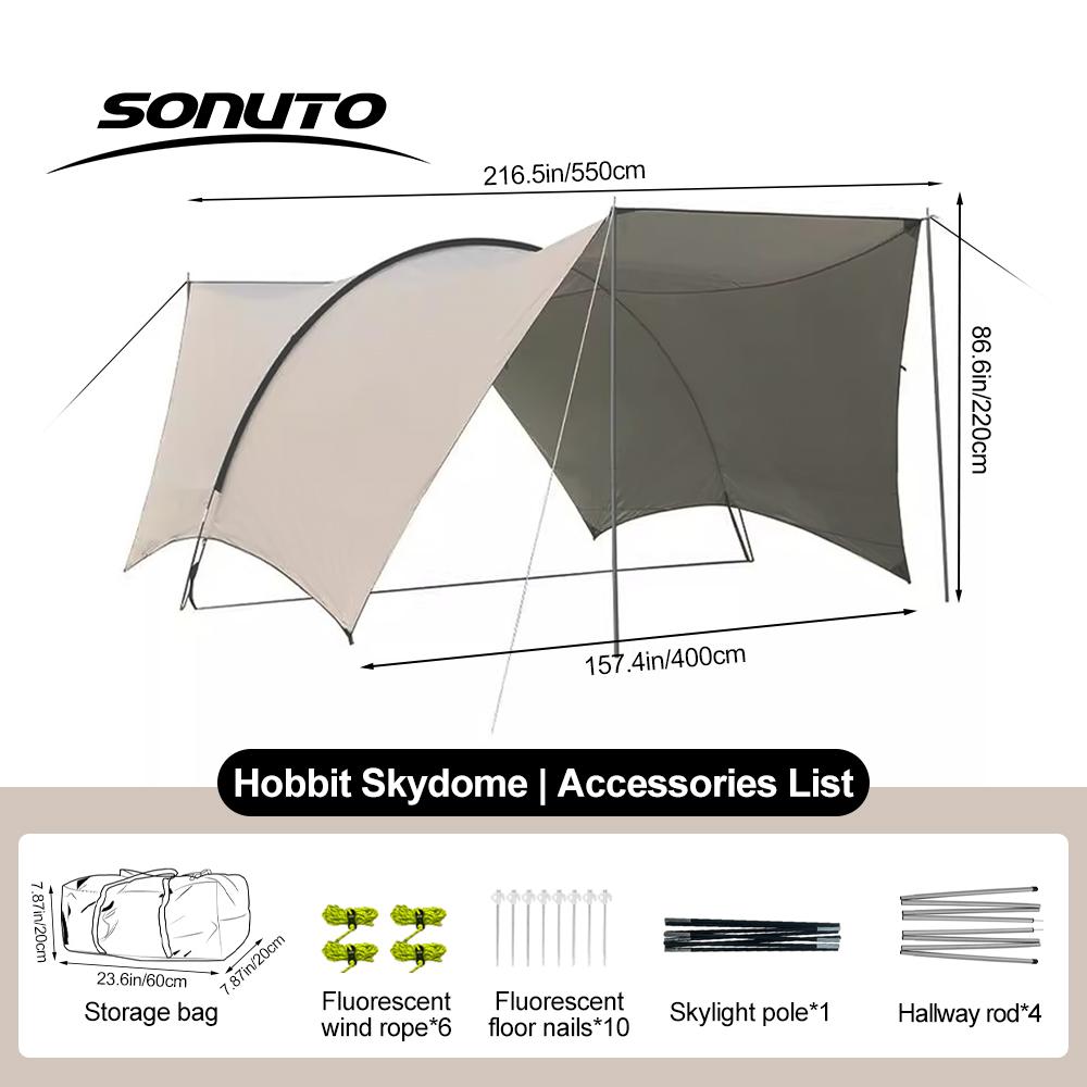 

Car Awning Tent 210D Waterproof Windproof UV Sun Shelter Anti-Mosquito Beach Camping Tent Portable for Outdoor хаки