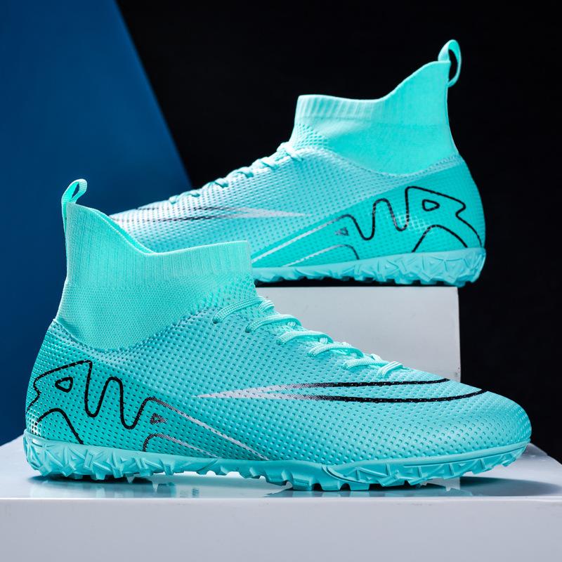 Cross-border High-top Football Shoes Men's and Women's Soccer Shoes Professional Long Nail Sneakers Broken Nail Football Training Shoes Wholesale