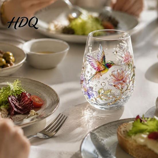 Luxury Decorative Glass 3D Animal Stemless Wine Glass Ocean Inspired Details Elegant Clear Gifts Cup Durable Drinkware for Home Kitchen And