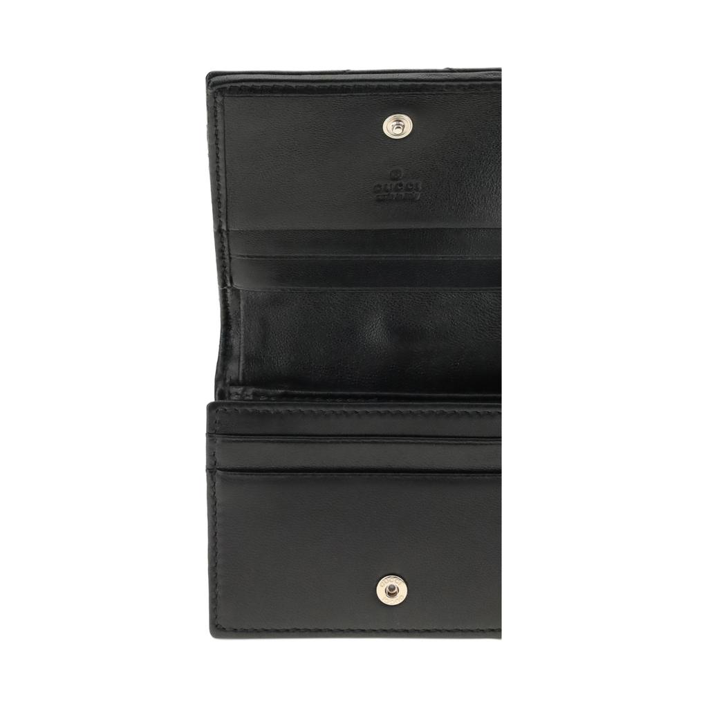 Gucci GG Charme Lam Mini Wallet Women Wallet Light-Gold Black 466492-AAFAX-1000