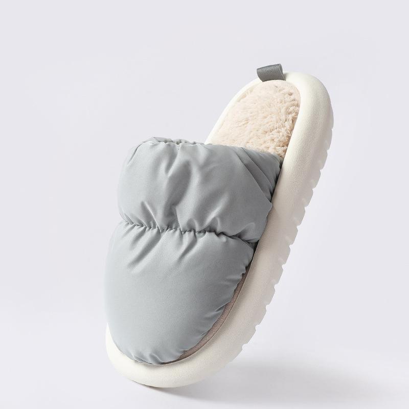 Slippers cotton slippers women wear Velcro can be torn couple thick bottom autumn and winter indoor waterproof non-slip cotton mop