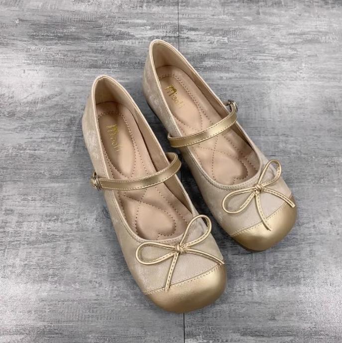 Fashion Flat Shoes for Women Spring and Autumn 2025 New Square Toe Bow Shallow Mouth Ballet Flat Shoes Plus Size Women's Shoes 41-43