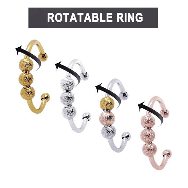 1PC StainlessSteel Ring Fidget Beads Ring Spinner Simulated AnxietyRelief Rings Rotate Freely Anti Stress Toy For Men Women