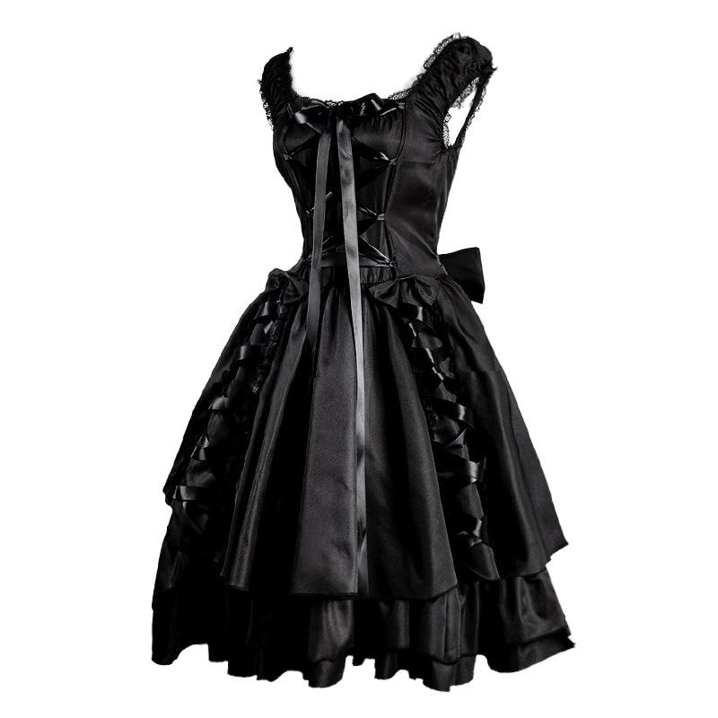 2024 Women's Lace Gothic Renaissance Dress with Bowknot Full Skirt
